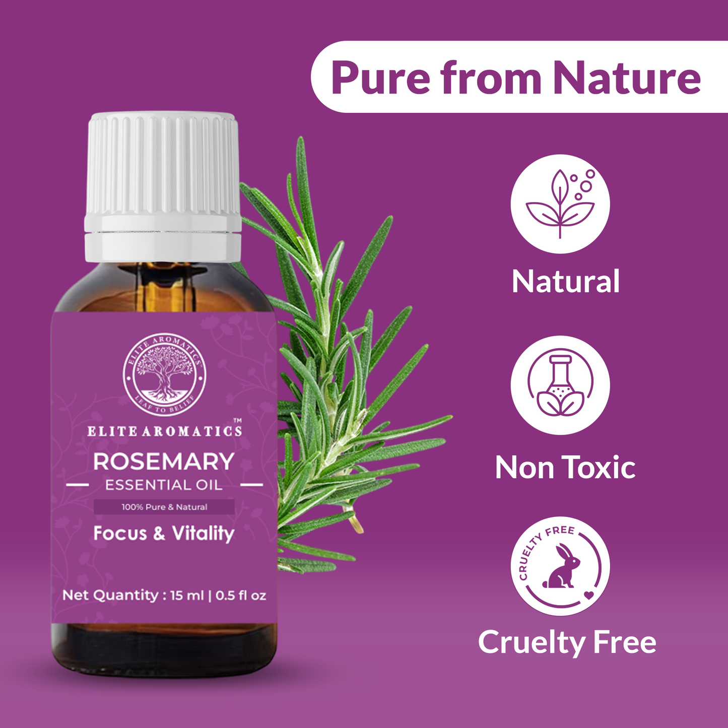 Rosemary Essential Oil – Focus & Vitality | 100% Pure Natural Oil (15ml)