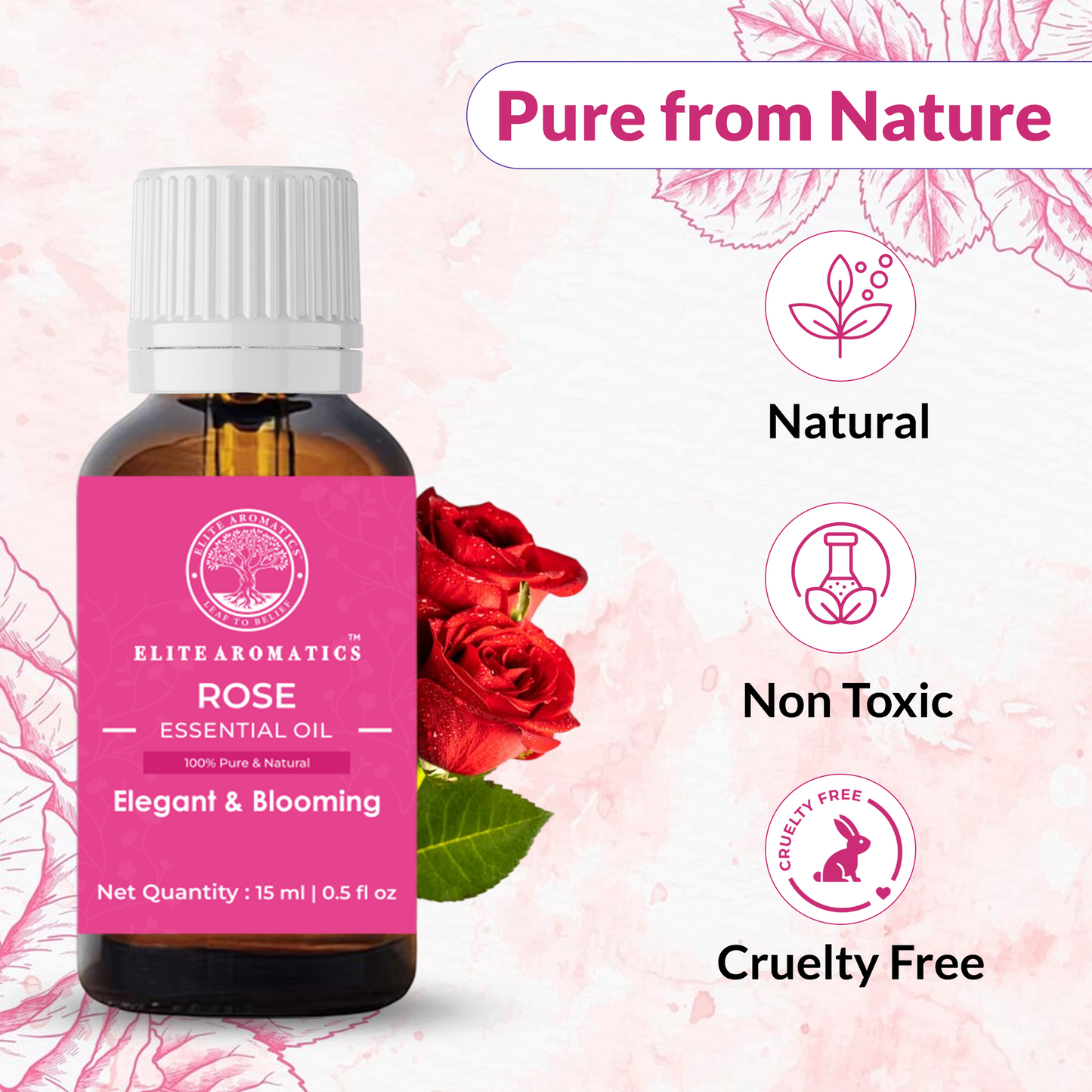 Rose Essential Oil – Elegant & Blooming | 100% Pure Natural Oil (15ml)
