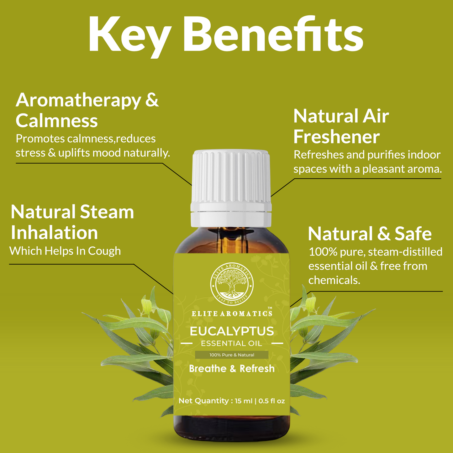 Eucalyptus Essential Oil – Breathe & Refresh | 100% Pure Natural Oil (15ml)