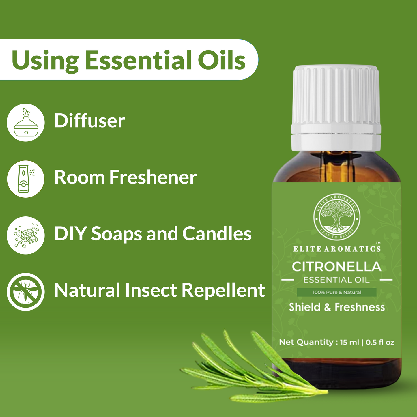 Citronella Essential Oil – Shield & Freshness | 100% Pure Natural Oil (15ml)