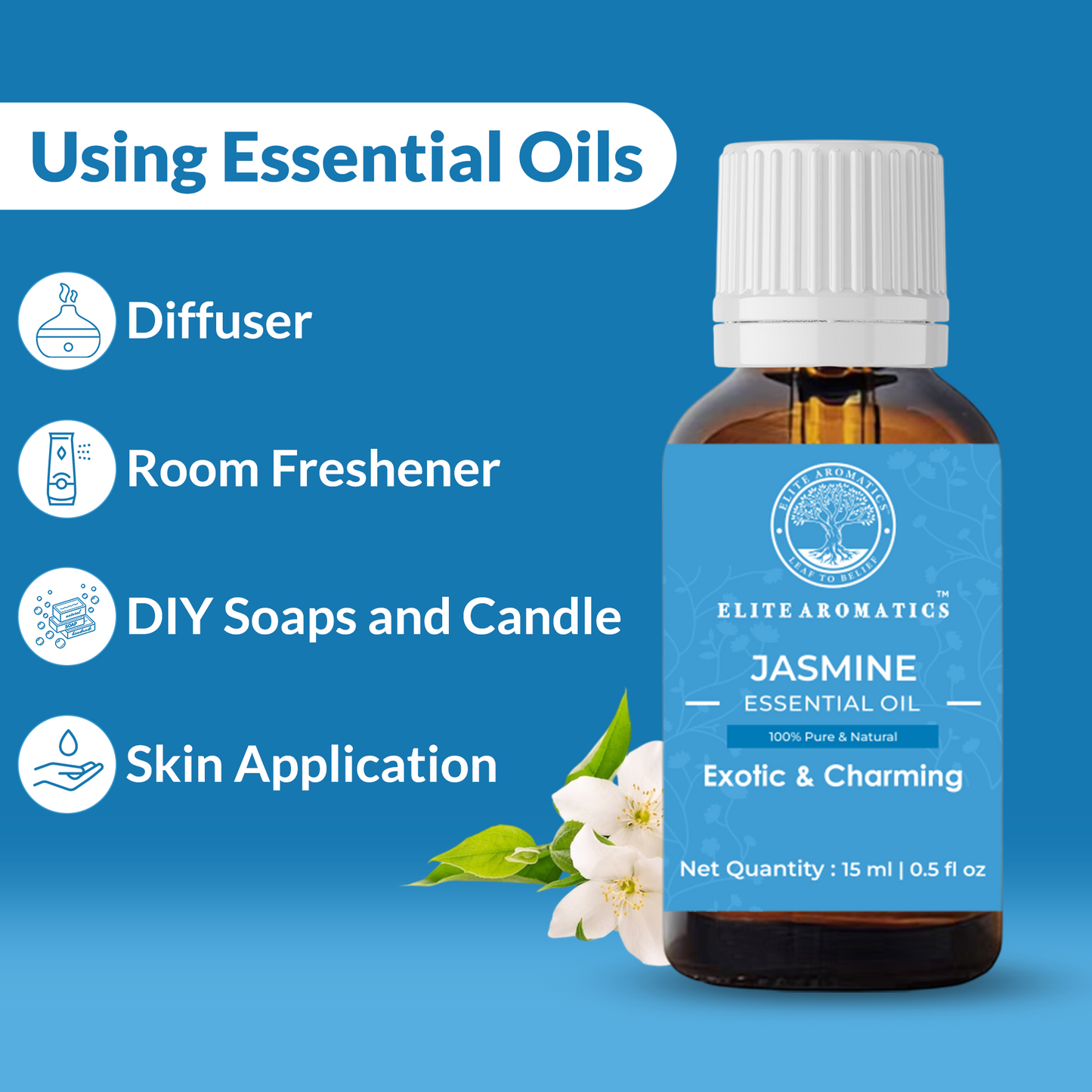 Jasmine Essential Oil – Exotic & Charming | 100% Pure Natural Oil (15ml)