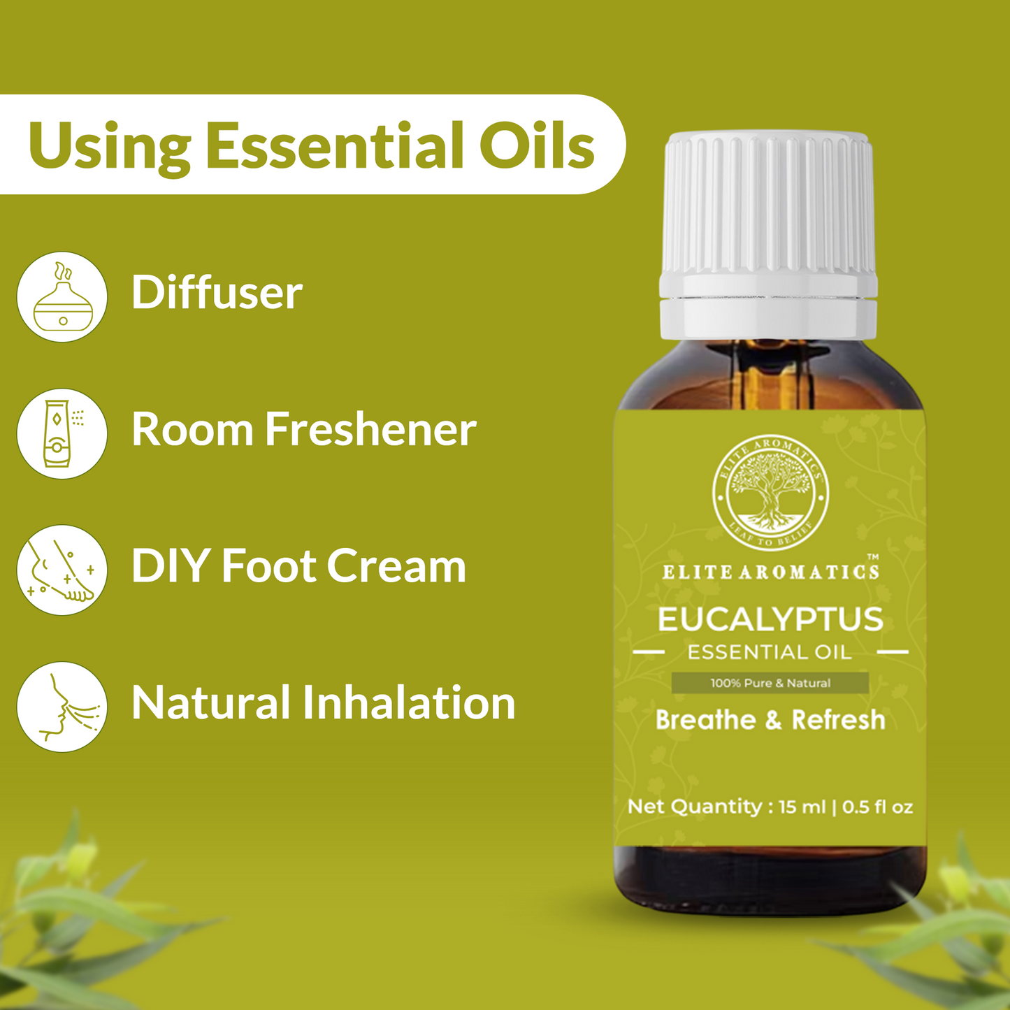 Eucalyptus Essential Oil – Breathe & Refresh | 100% Pure Natural Oil (15ml)