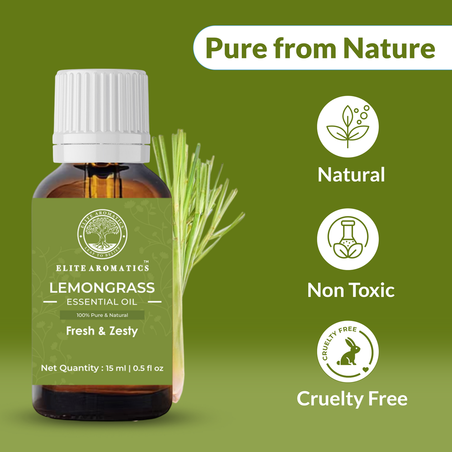 Lemongrass Essential Oil – Fresh & Zesty | 100% Pure Natural Oil (15ml)